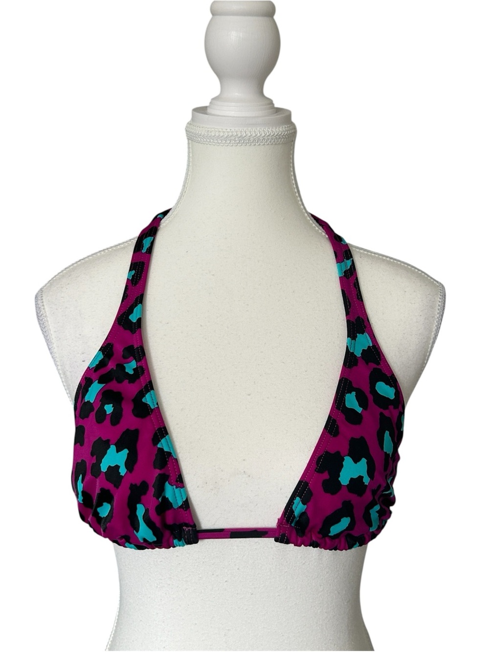 Y2K “Billabong” Purple and Blue Cheetah Print Bikini Top